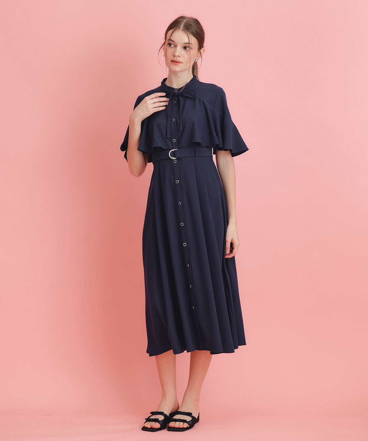 ケープフレアロングワンピース