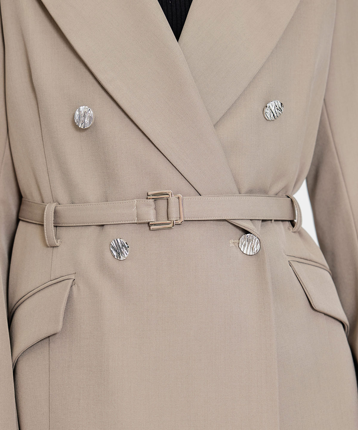 【セットアップ可能】ワイドカラーミドルダブルジャケット