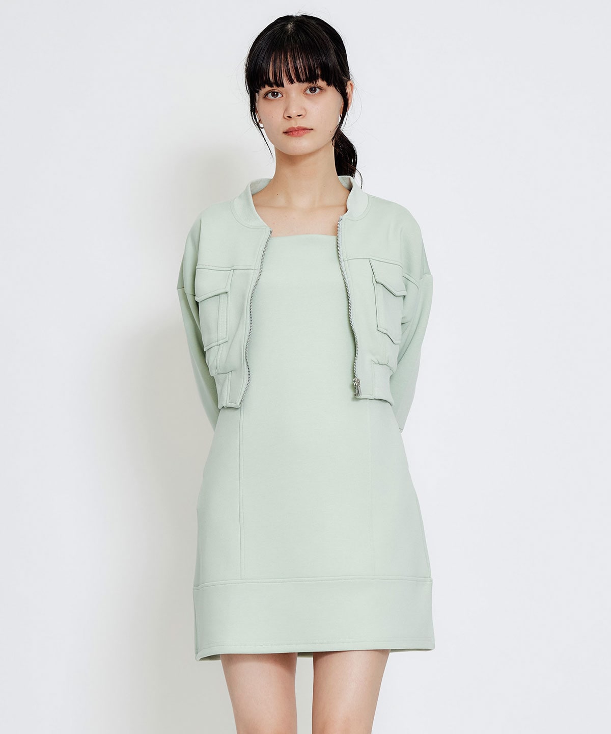 【セットアップ可能】バイカラーステッチカットブルゾン