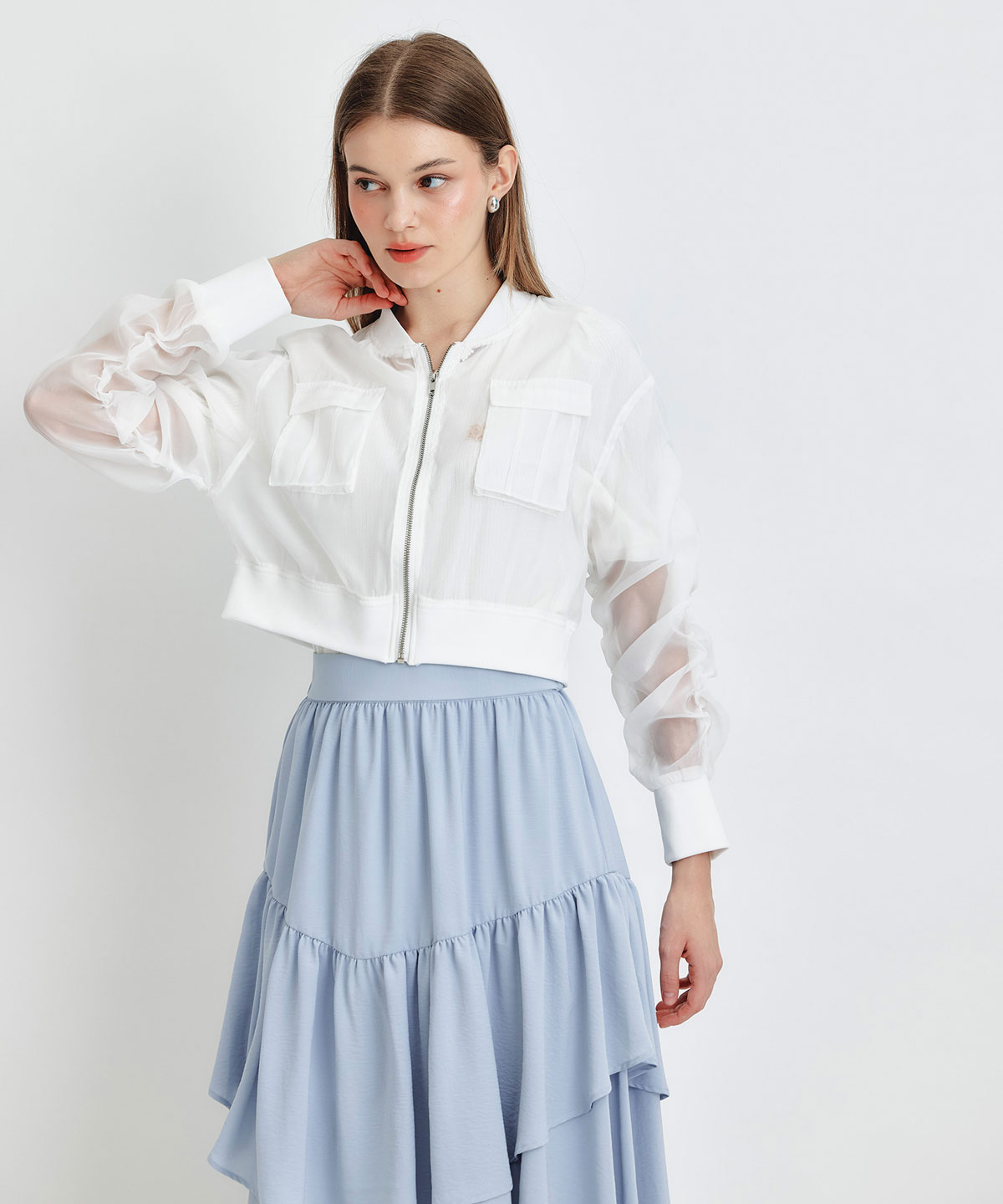 ギャザーシアーショートブルゾン