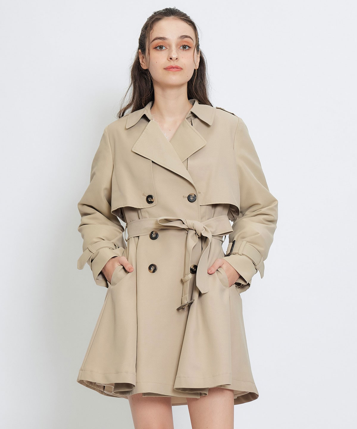 ウエストベルトショートトレンチコート