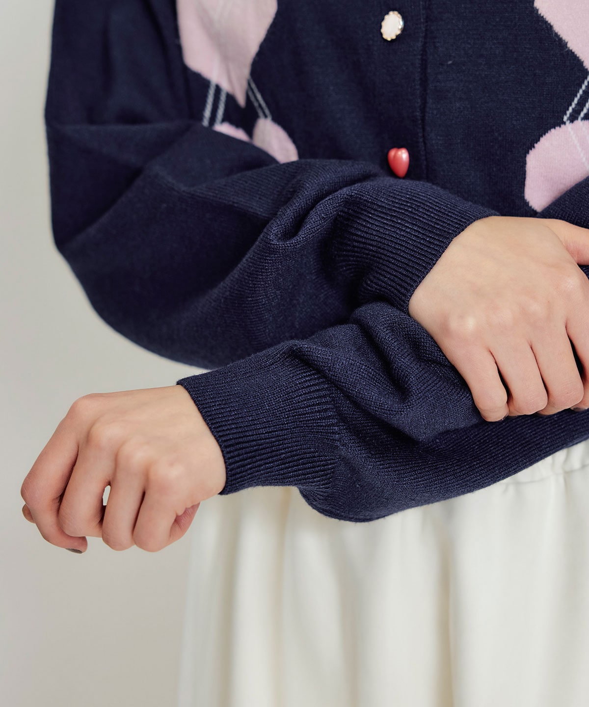 Love Me Heart アーガイルニットカーディガン