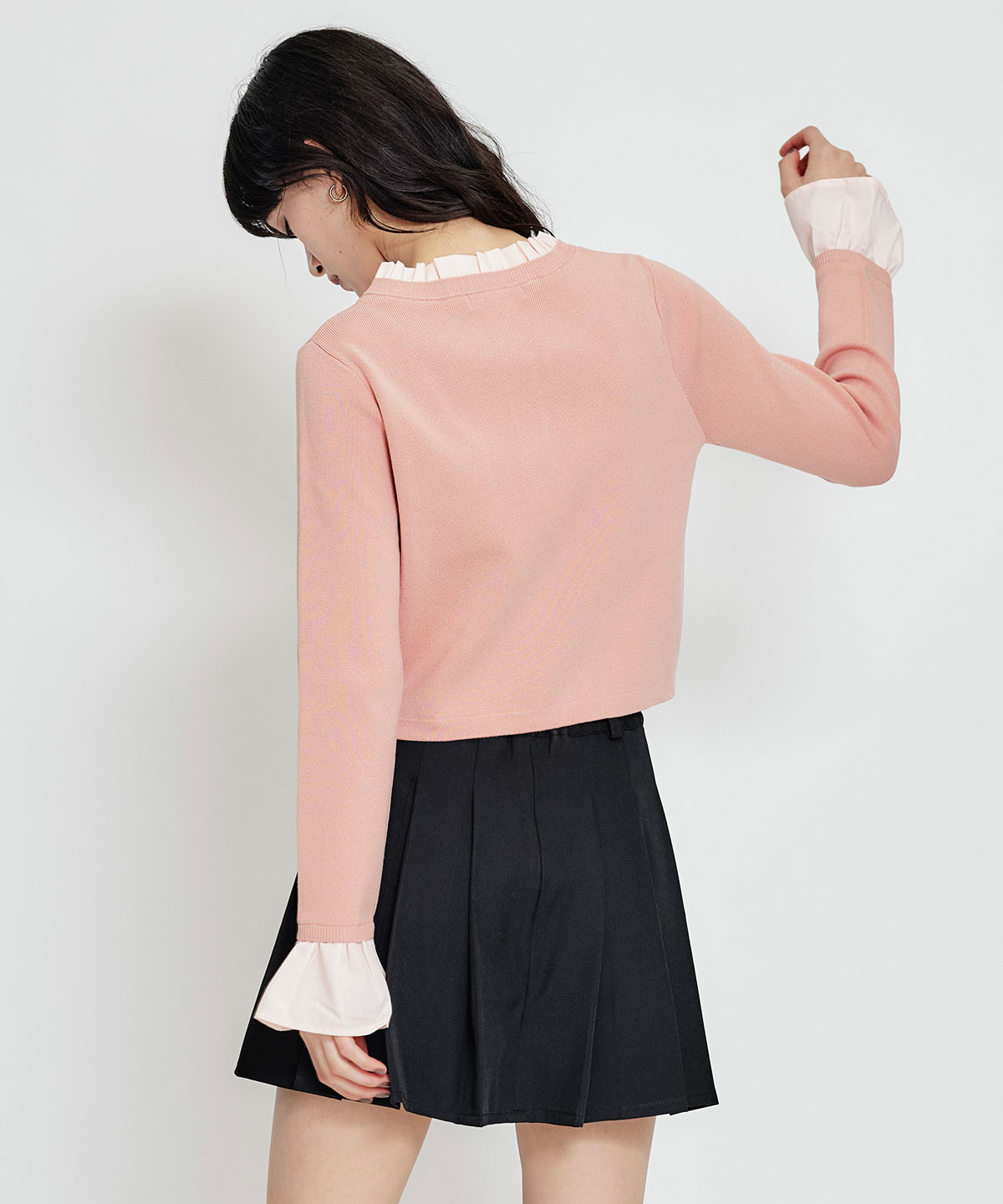 Rフリルレイヤードニットカーディガン