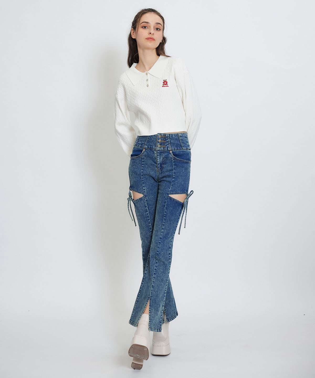 【2/13(金) 昼12時発売開始】Azelyハートミニケーブルポロニット