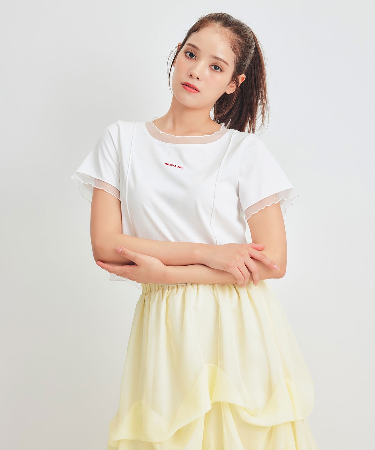 シアーレイヤードコンパクトロゴTシャツ