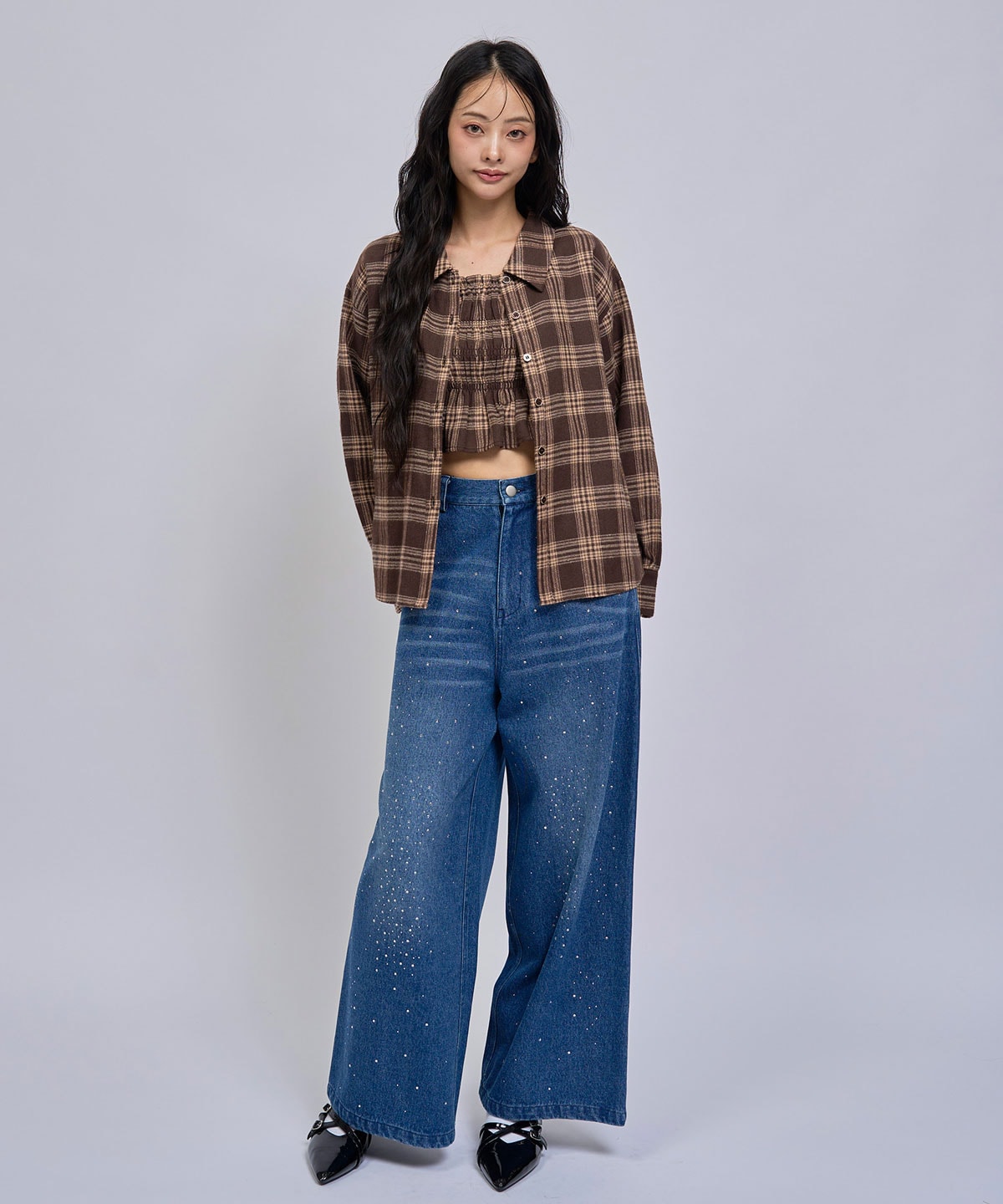 【=LOVE 大場花菜さん着用】チェックビスチェ×シャツセット