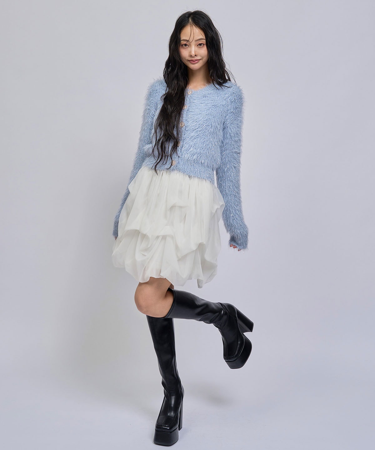 【=LOVE 大場花菜さん着用】ボリュームタックシフォンミニスカート