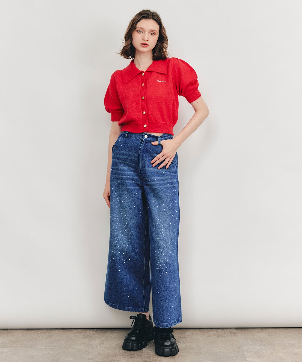 【Sparkle Denim Series】スパークルワイドデニムパンツ