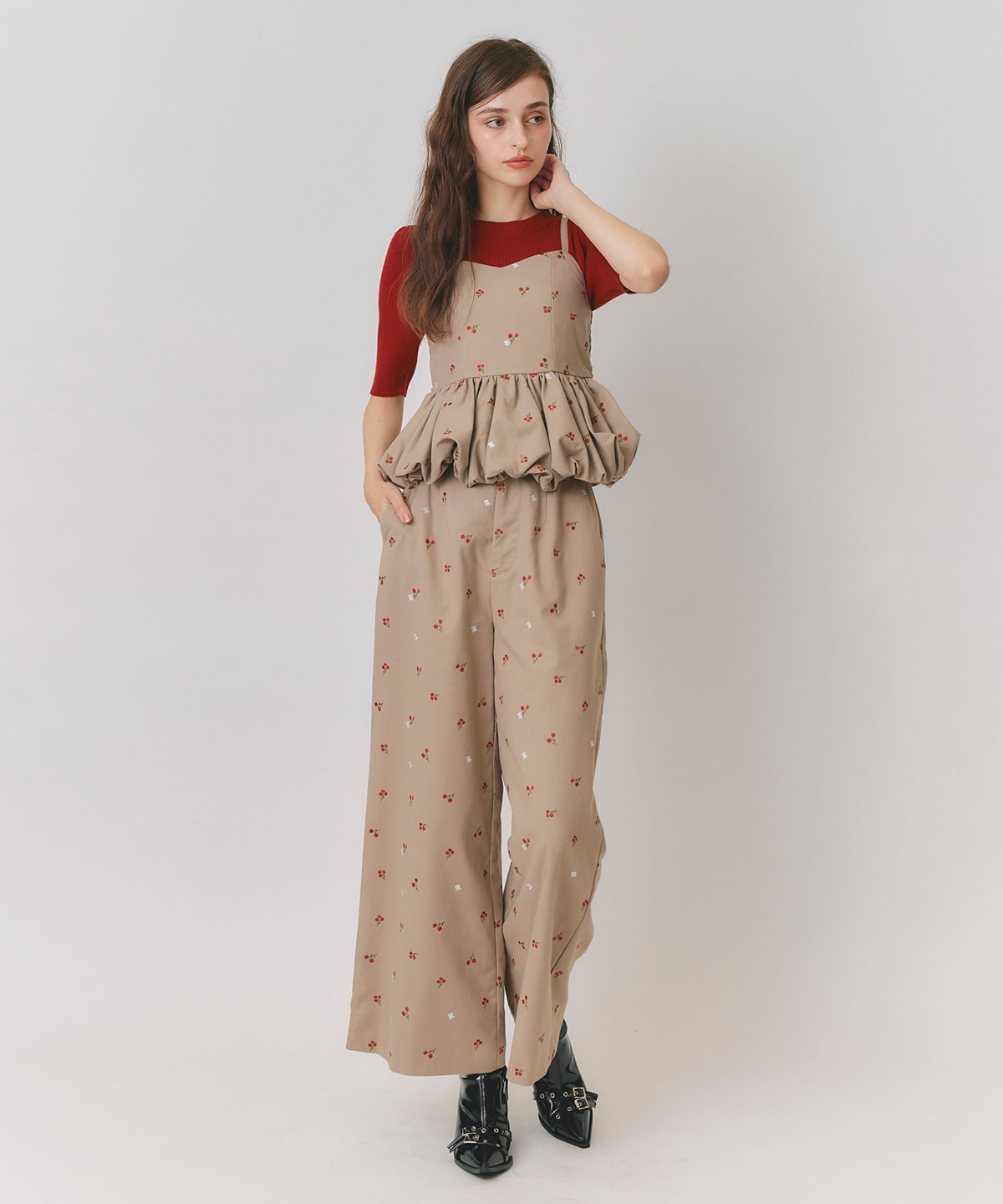 【Fleur monogram Series】フルールモノグラムエンブロイダリーワイドパンツ