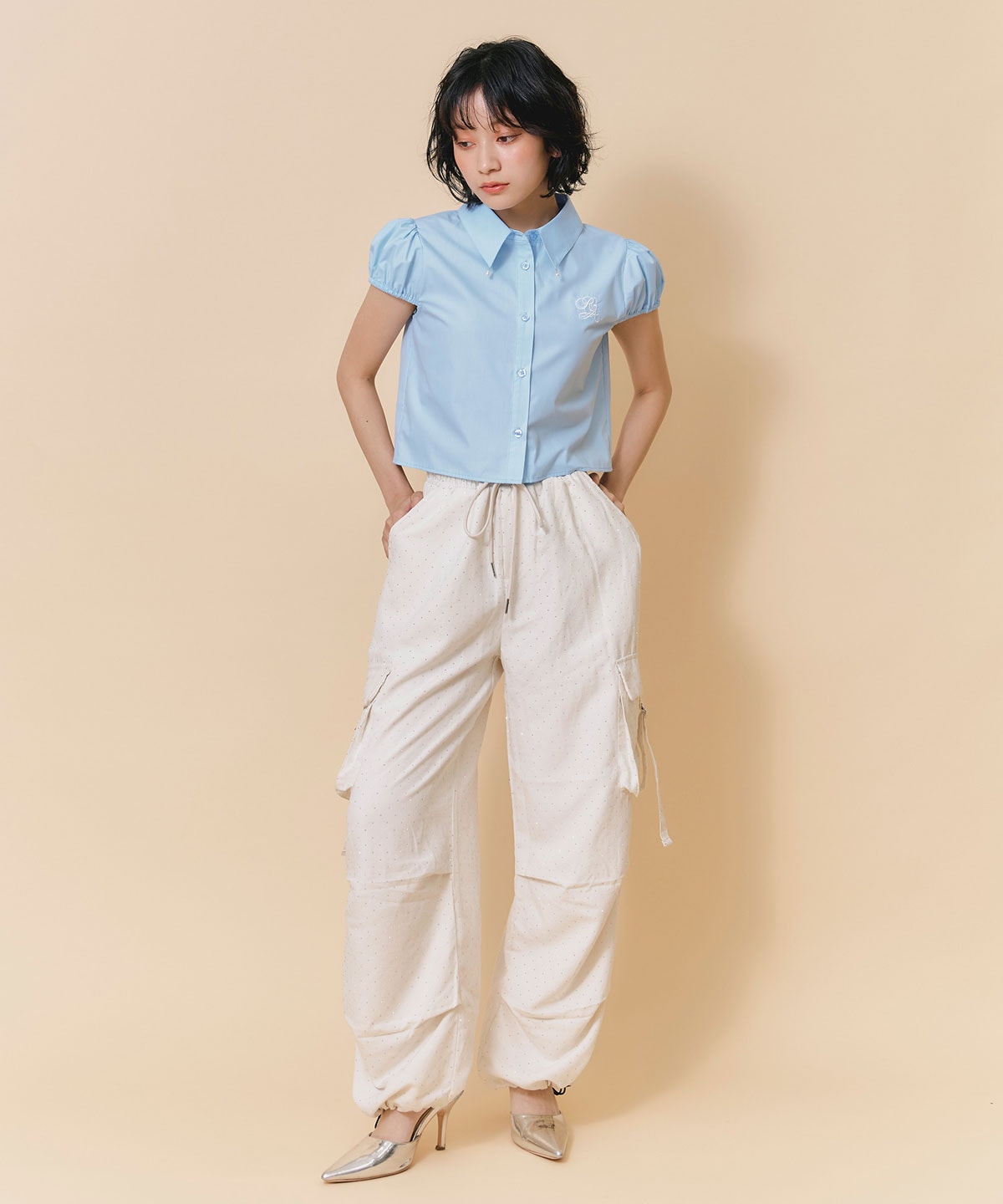 ラインストーンホットフィットカーゴパンツ