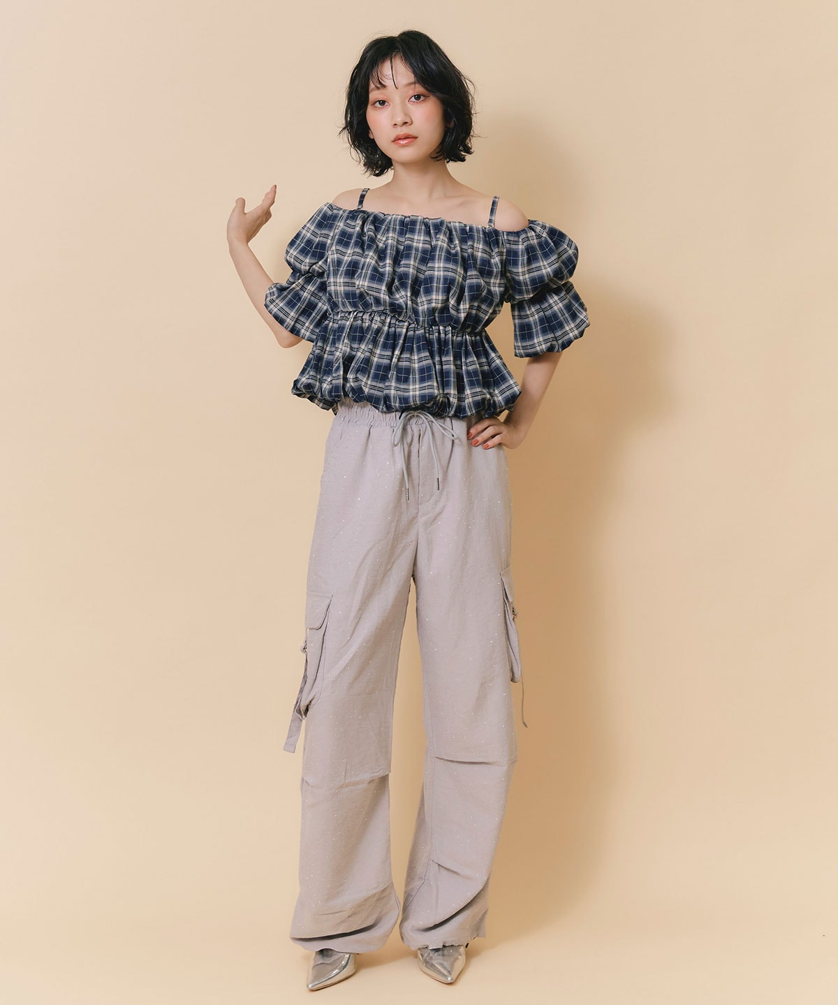ラインストーンホットフィットカーゴパンツ