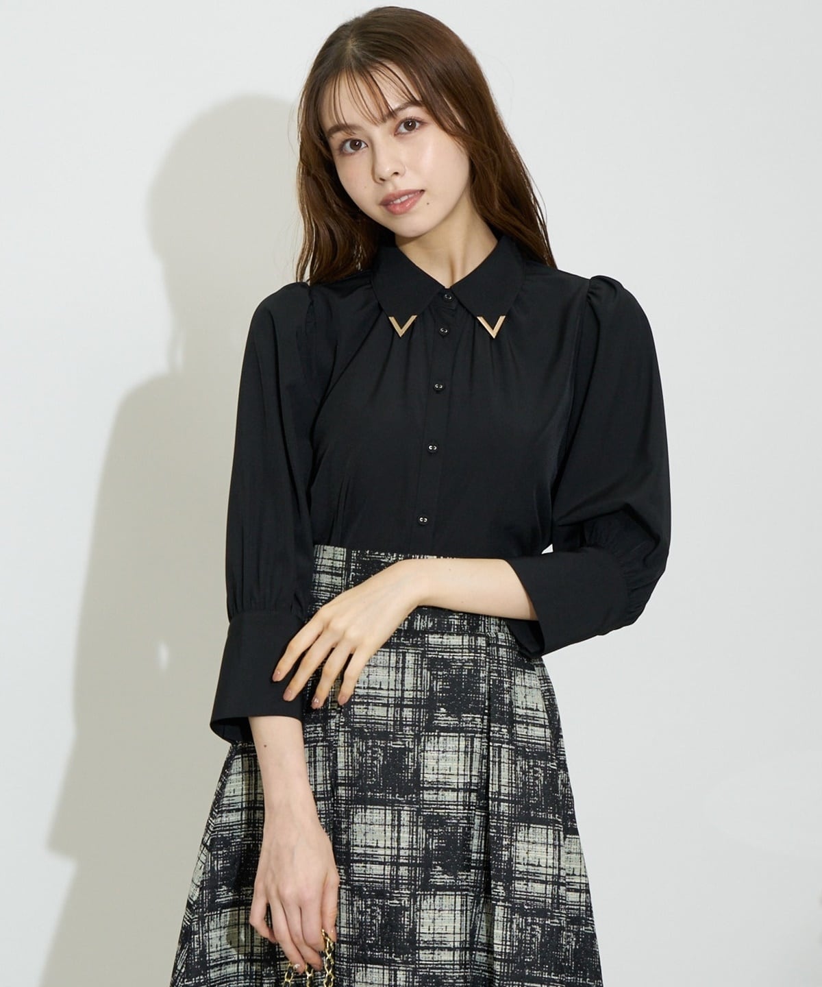 アートチェックタックフレアスカート