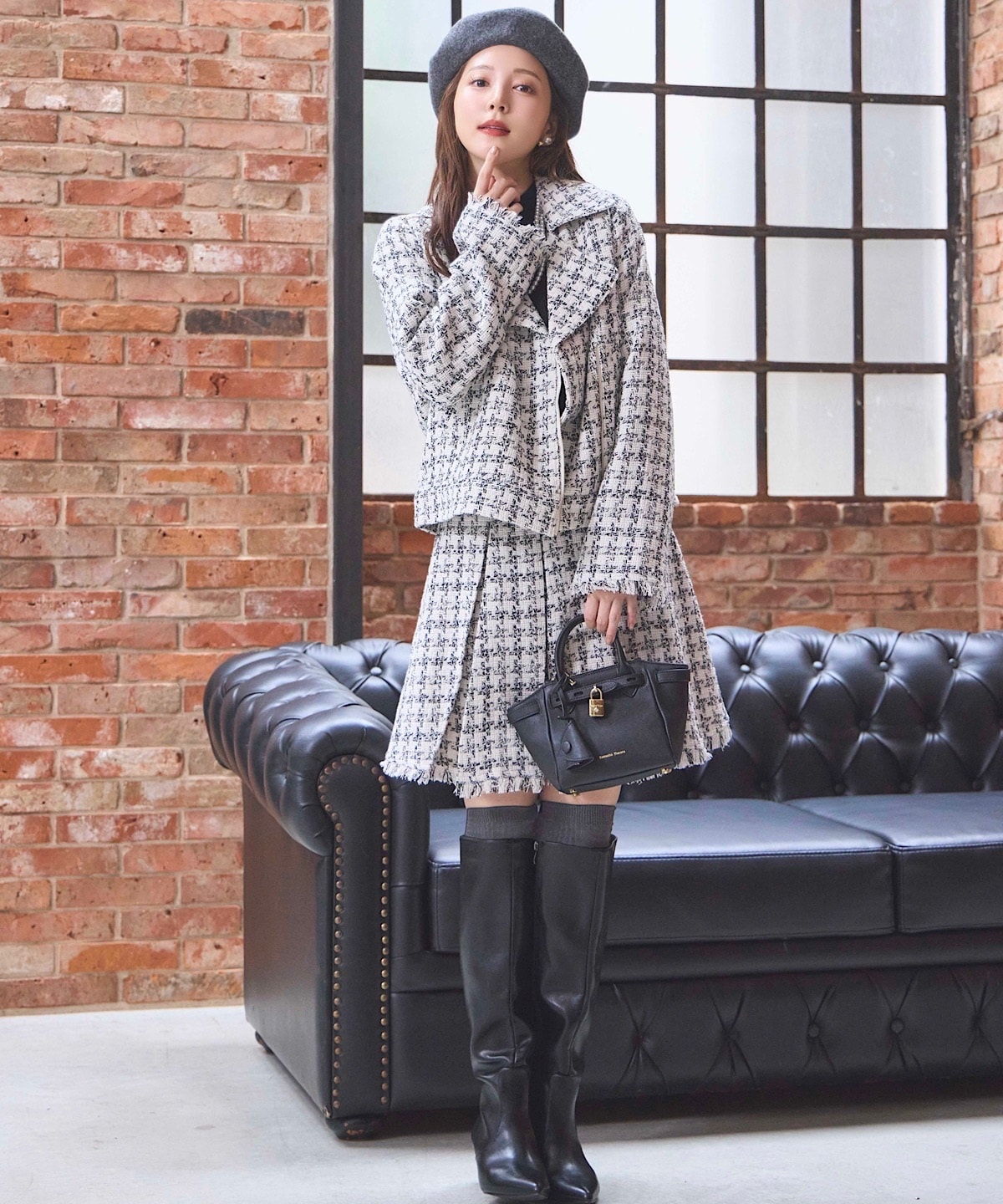 千鳥MIXツイードブルゾン