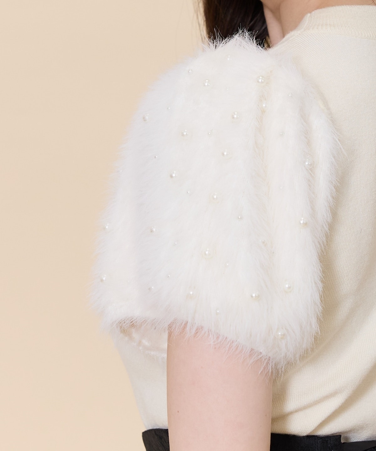 パールフェザースリーブニットプルオーバー