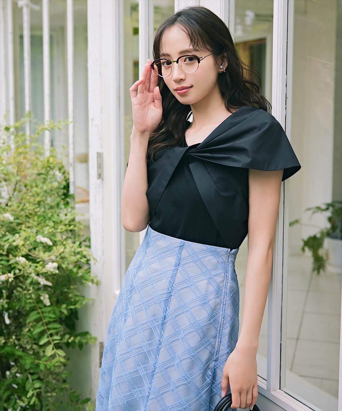 異素材ツイストディテールプルオーバー