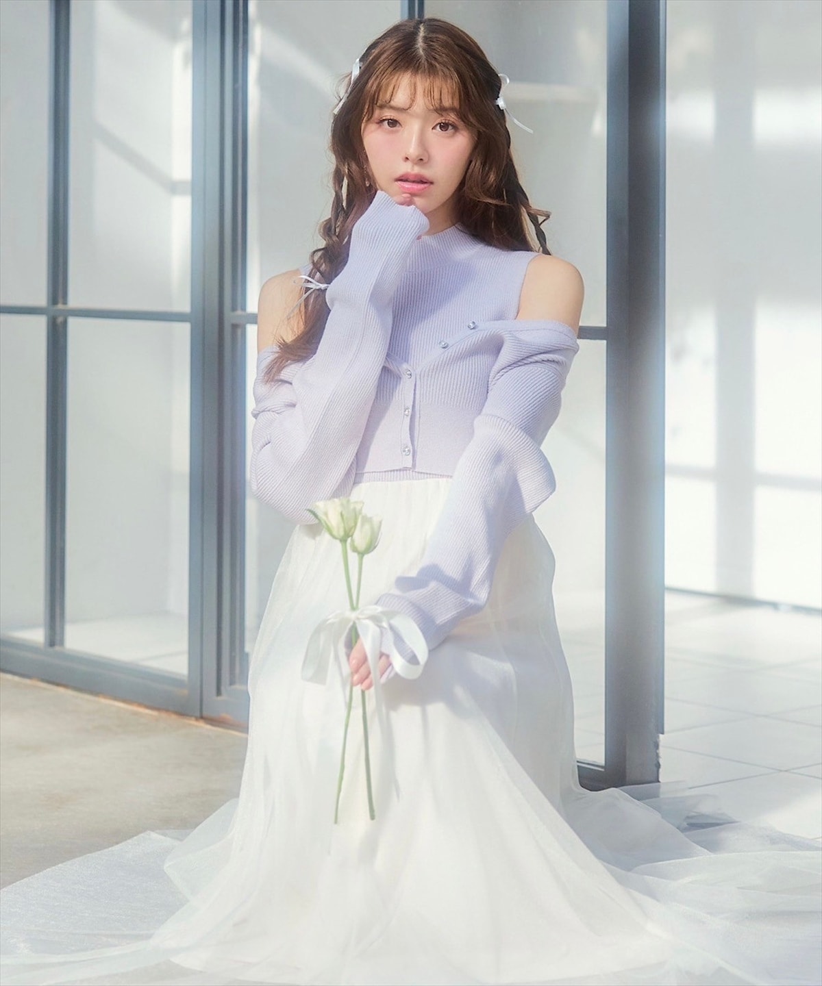 【展示会3位】カーディガンアンサンブルラメニットドッキングワンピース