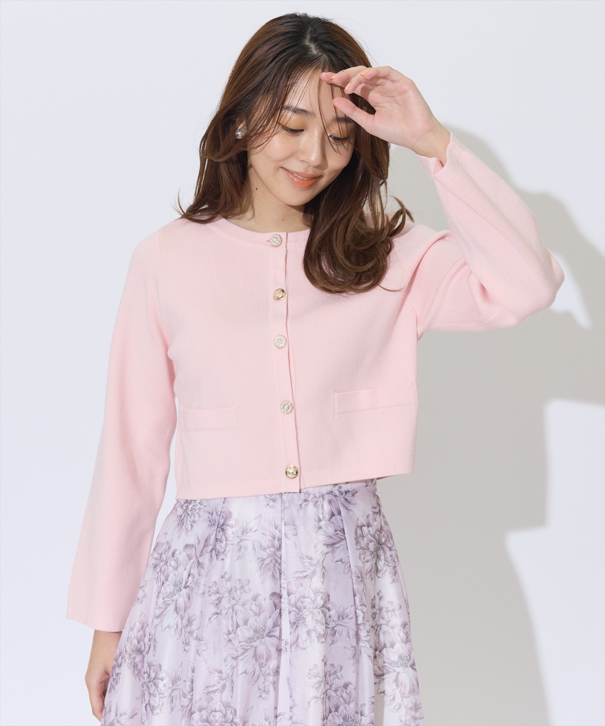 バイカラーマルチボタンニットジャケット