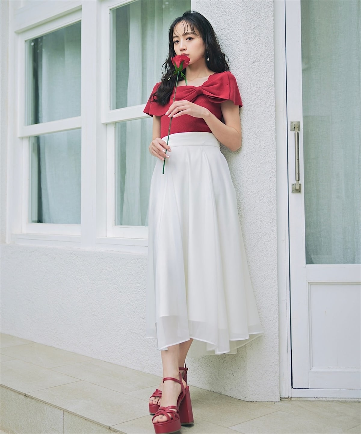 リボンディテールニットプルオーバー