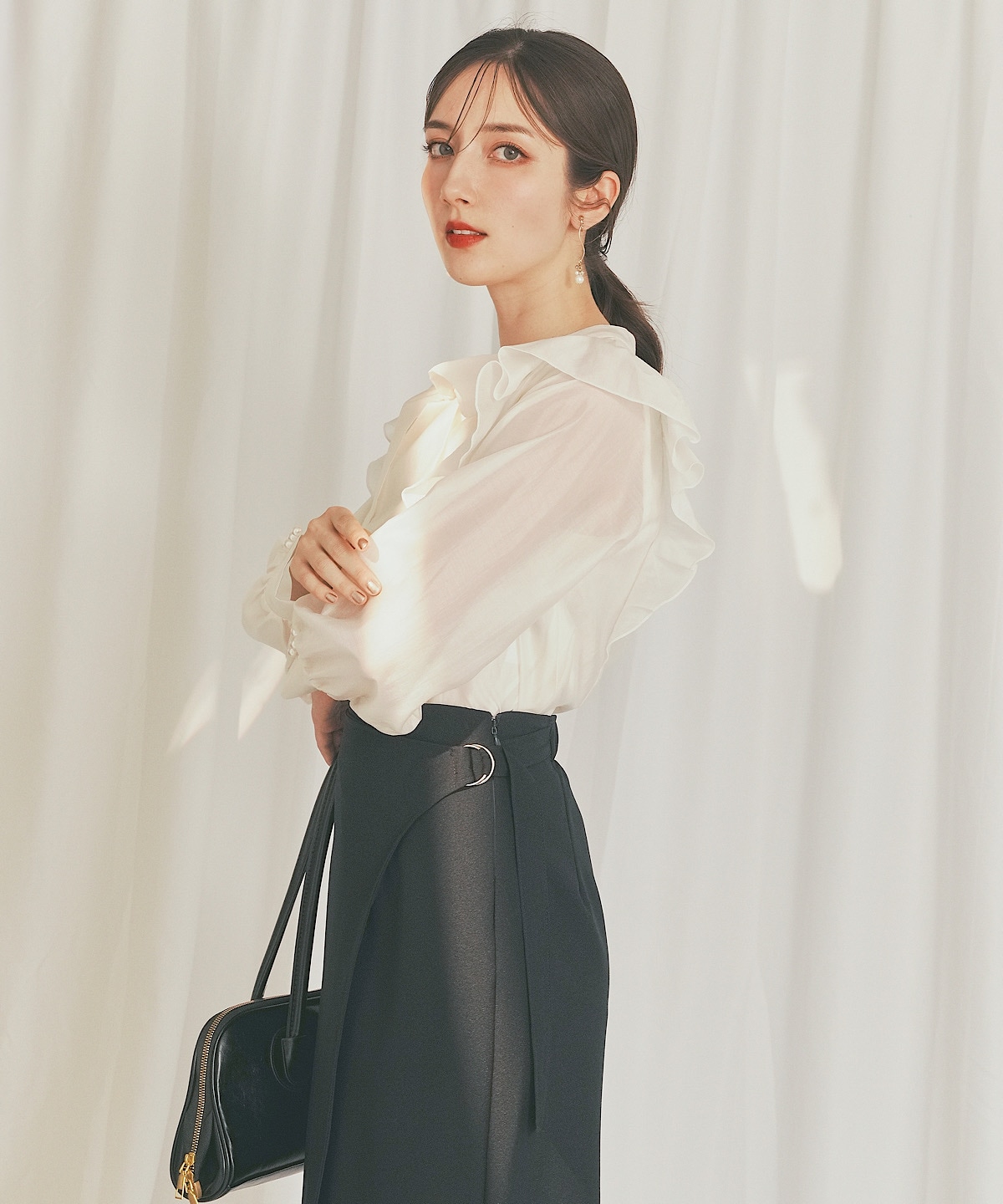 【日本製】ラップデザインタイトスカート