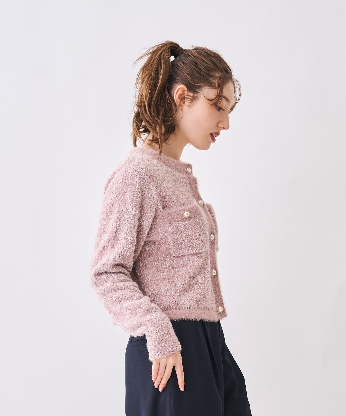 【12/5(Fri)発売開始】ノーカラーフェザーカーディガン