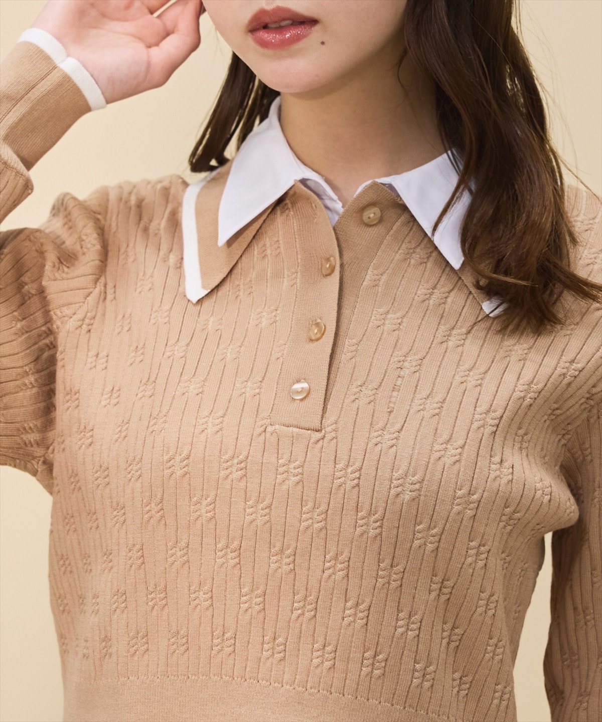 【再入荷】配色ポロニット