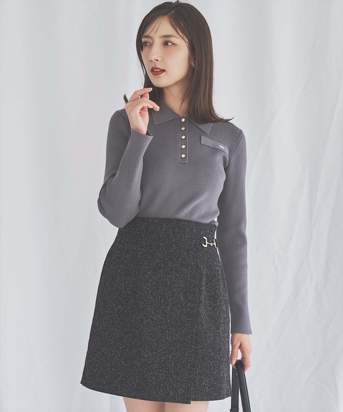 リブポロニットプルオーバー