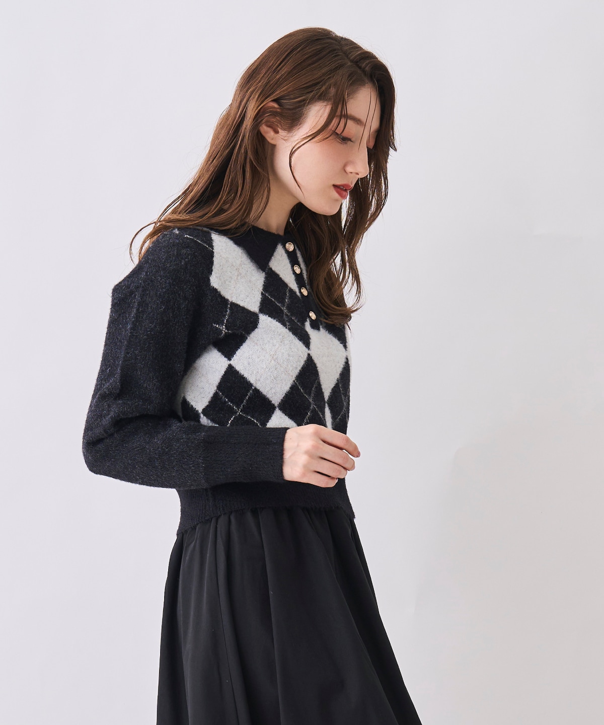 【12/5(Fri)発売開始】フェザーアーガイルポロニット