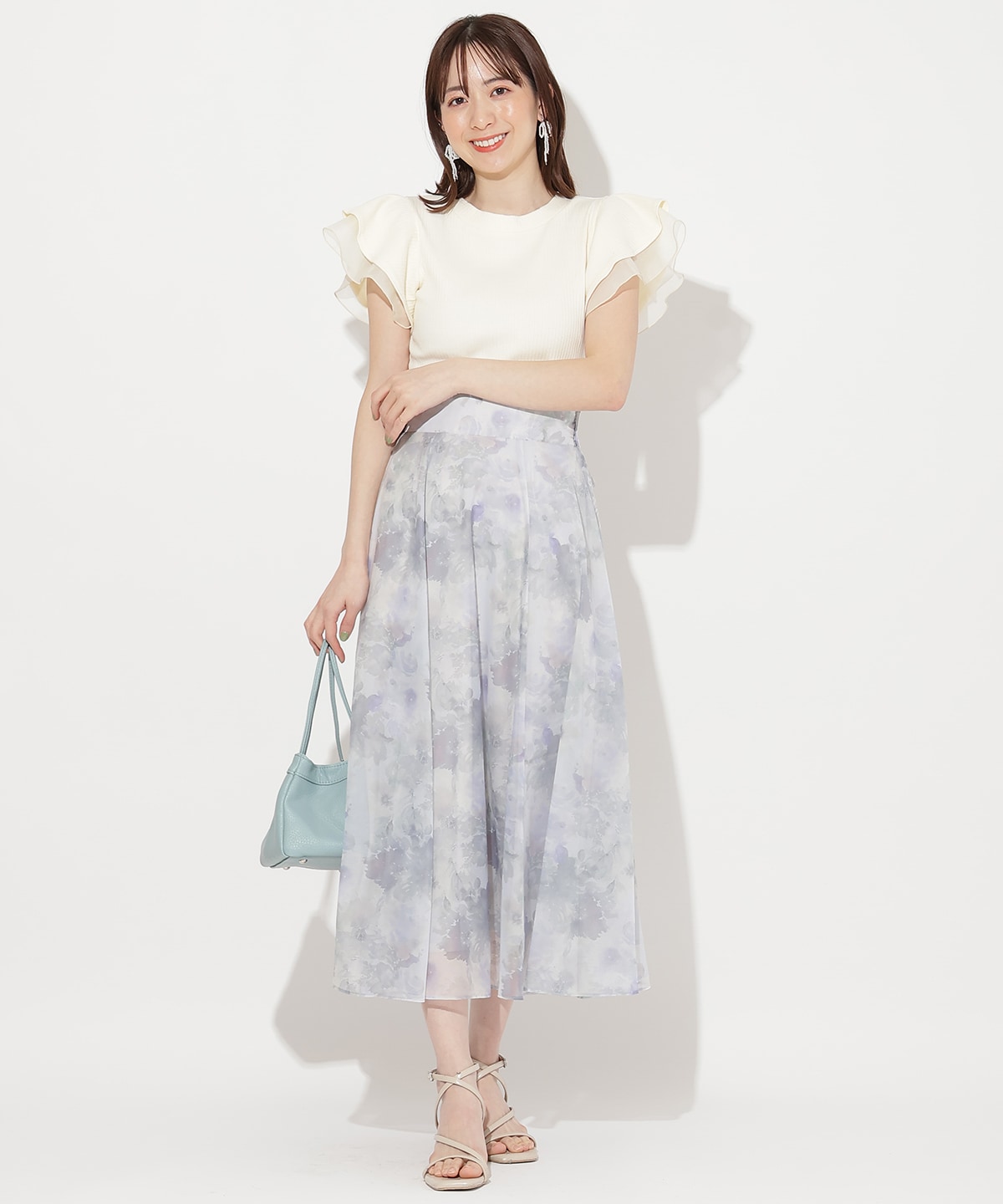 ぼかしフラワープリントスカート ぼかしフラワープリントスカート