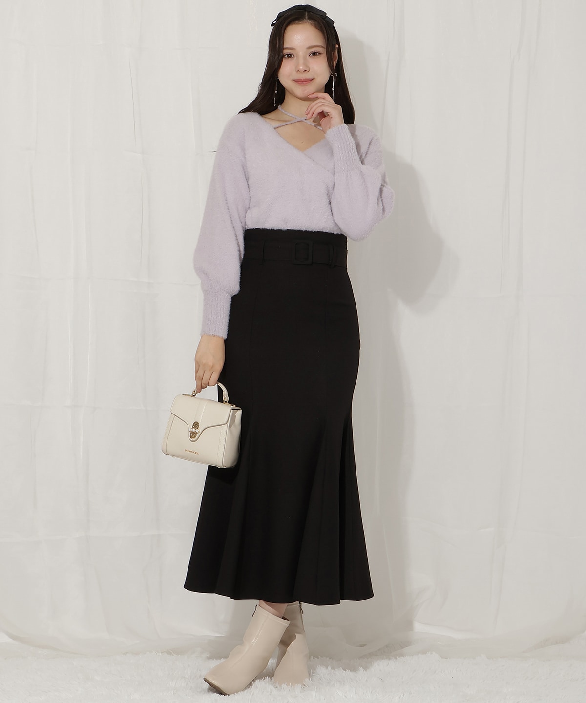 ベルト付きハイウエストマーメイドスカート