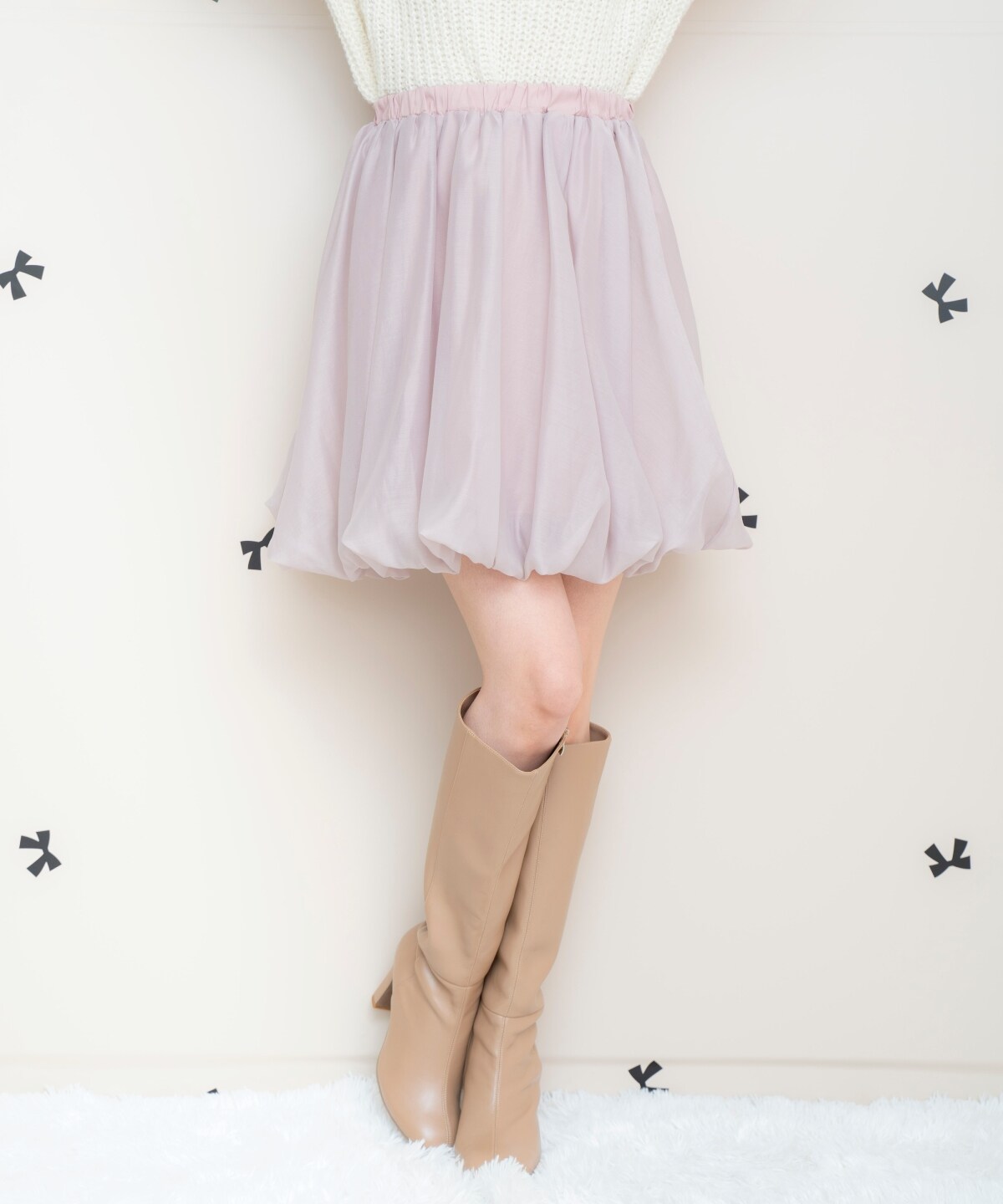 ニットプルオーバー×バルーンスカートセット
