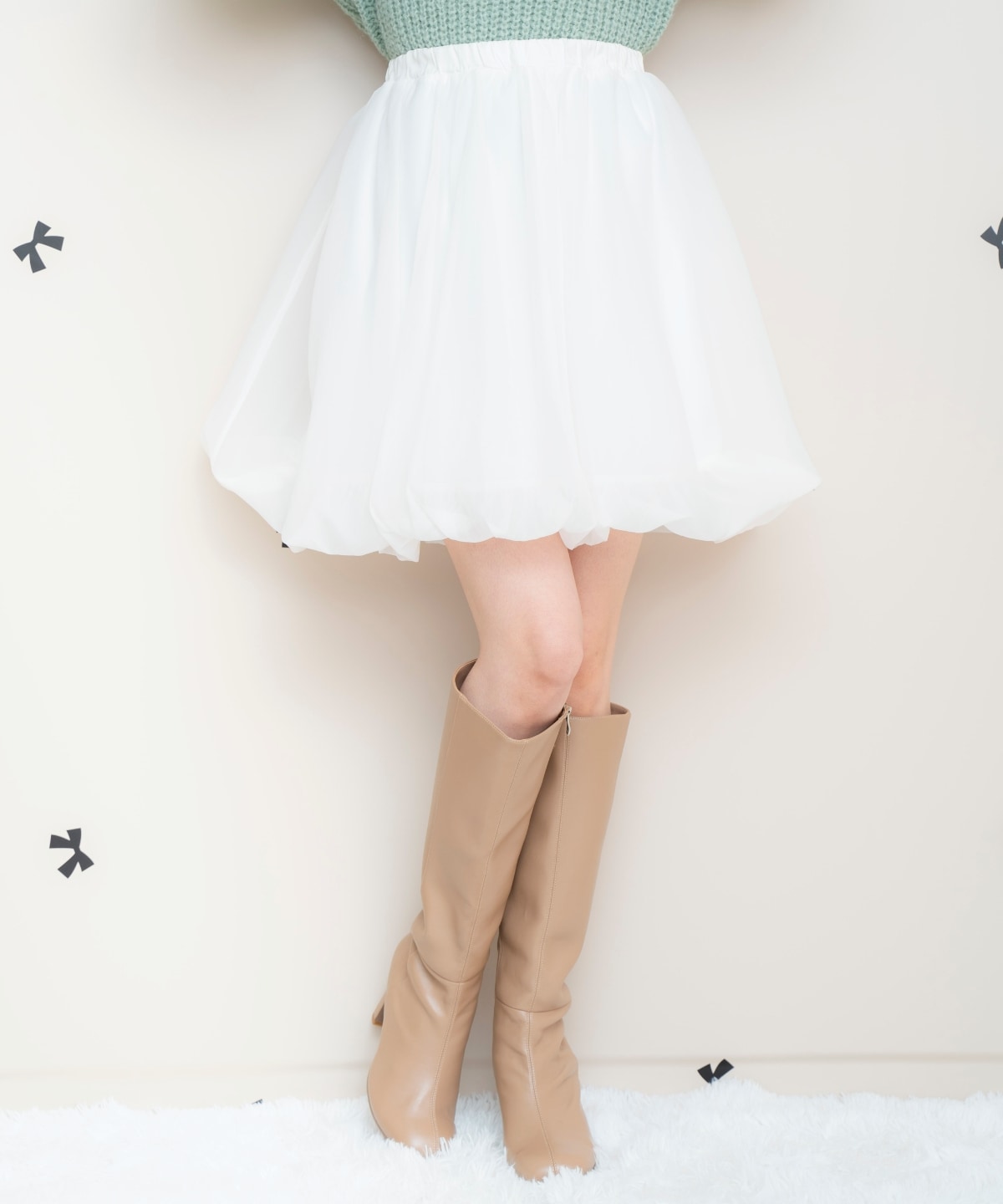 ニットプルオーバー×バルーンスカートセット