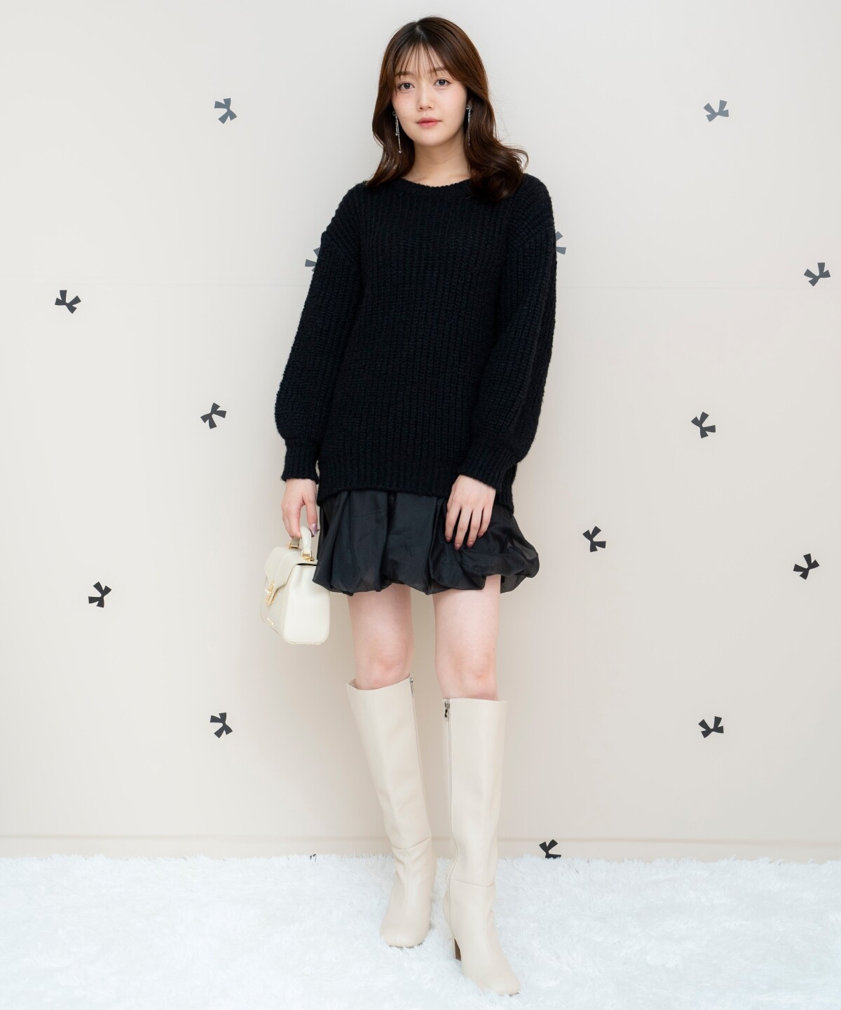 ニットプルオーバー×バルーンスカートセット