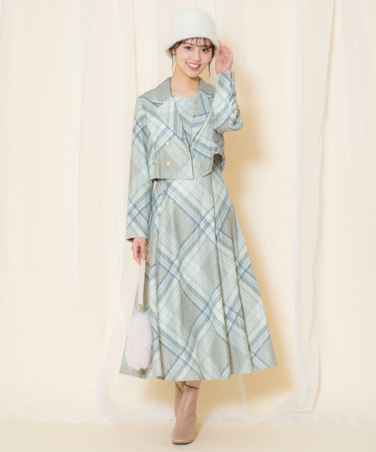 ツイードチェックショートジャケット