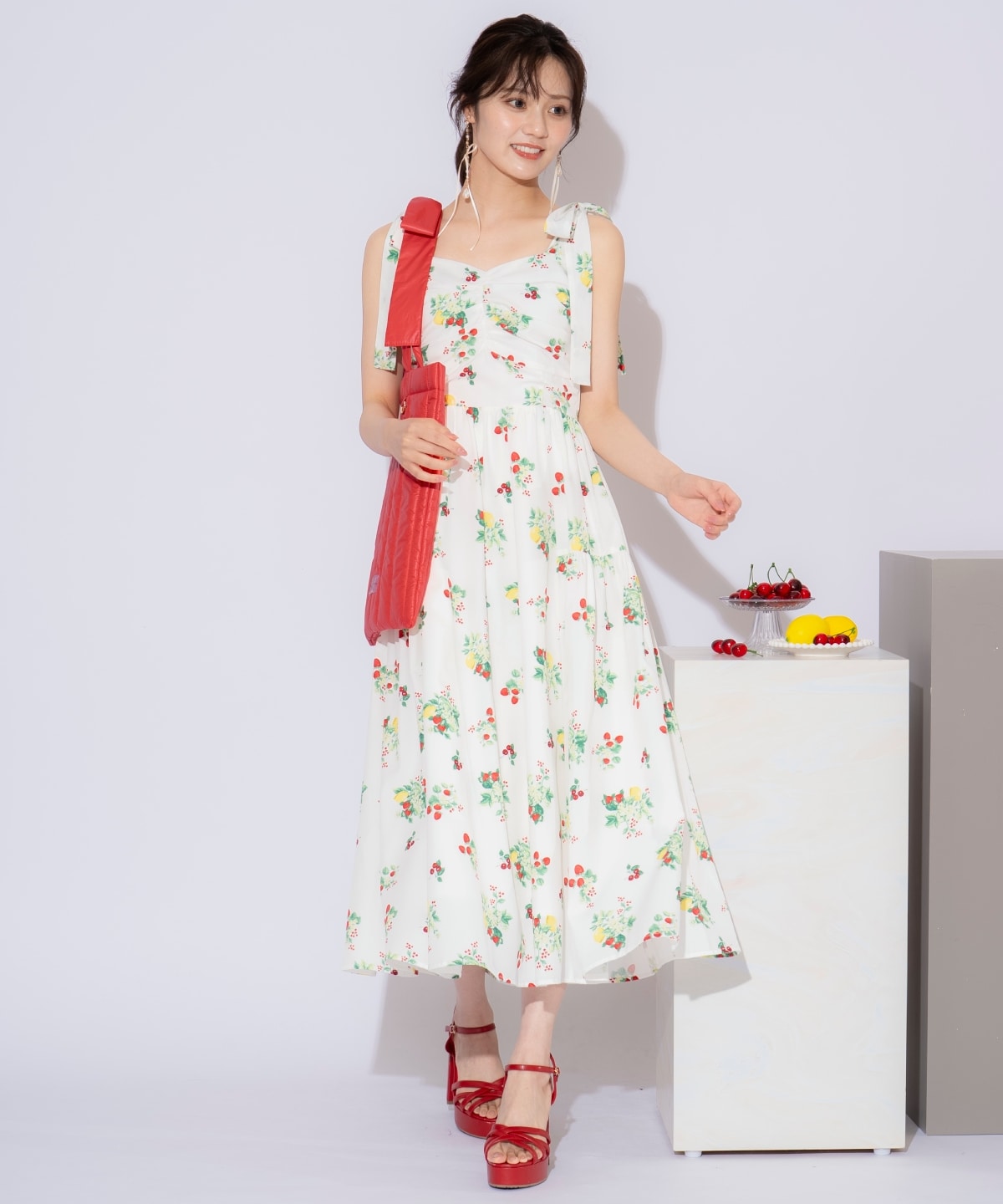 リボンショルダーキルティングトート