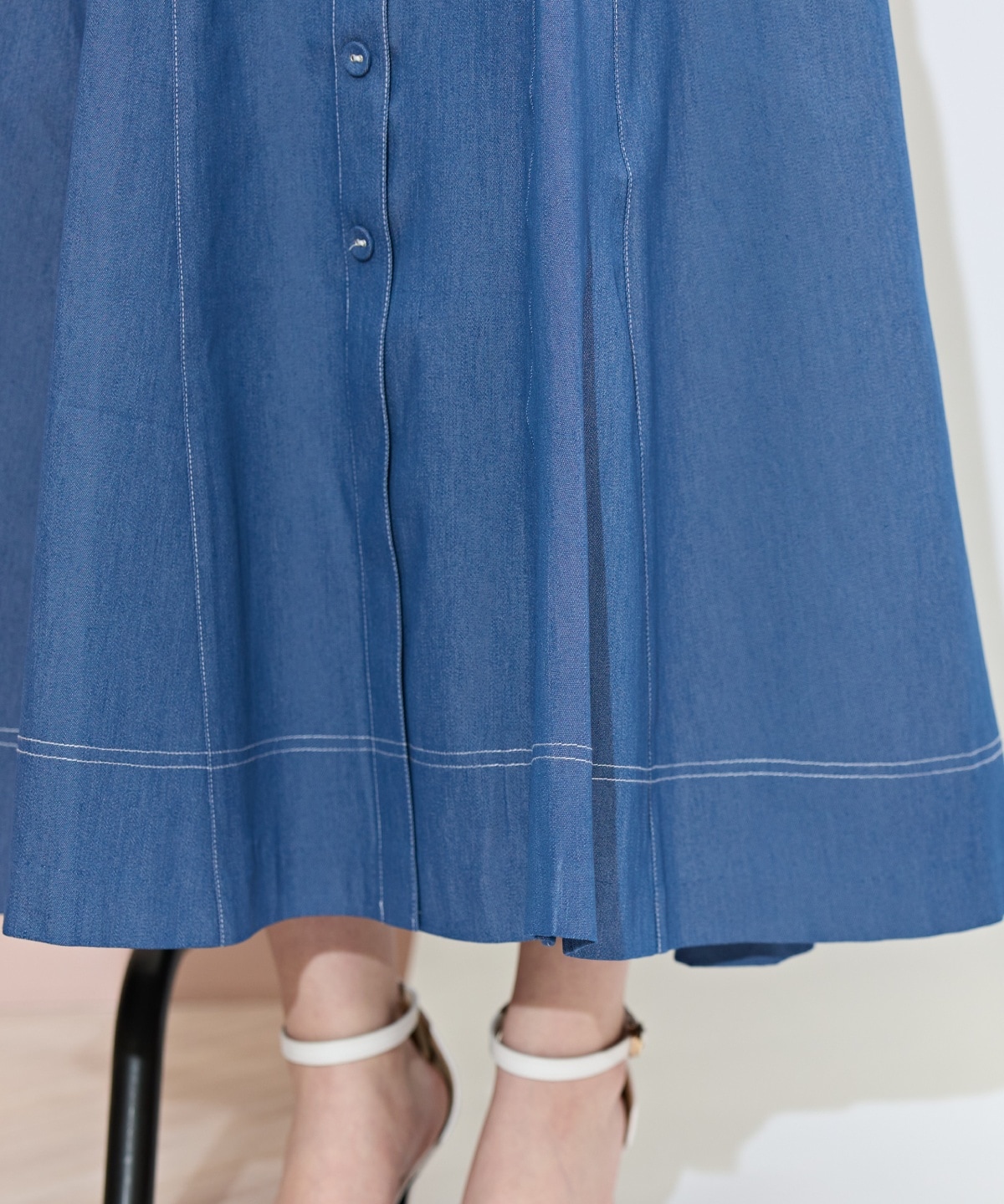 ハイウエストデニムフレアスカート
