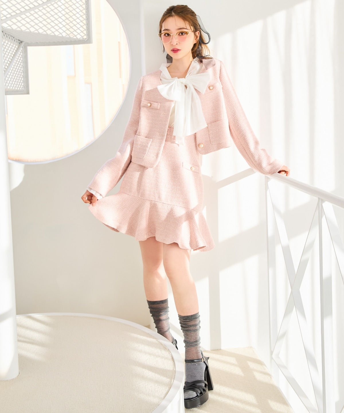 ラメツイードフレアミニスカート