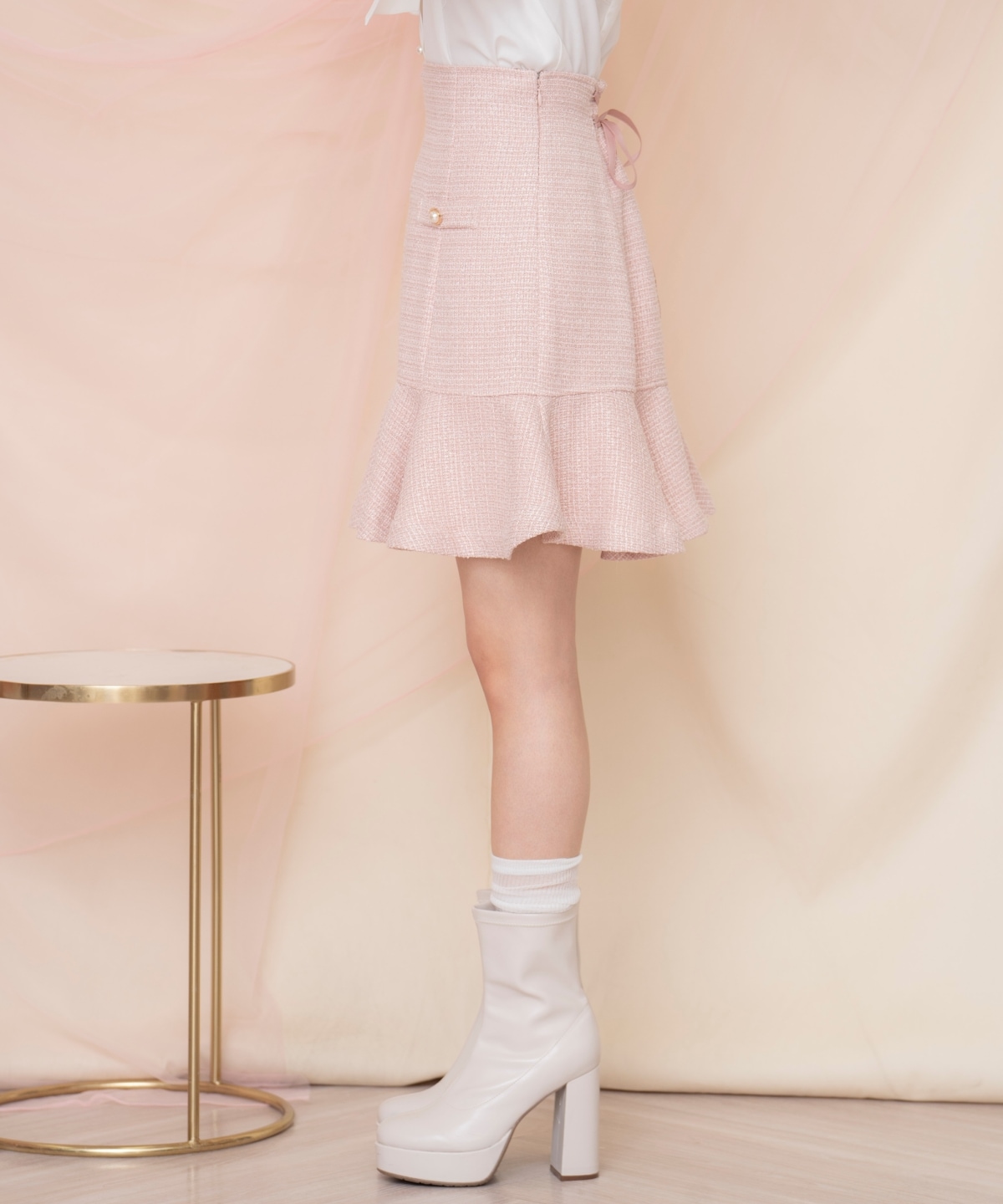 ラメツイードフレアミニスカート