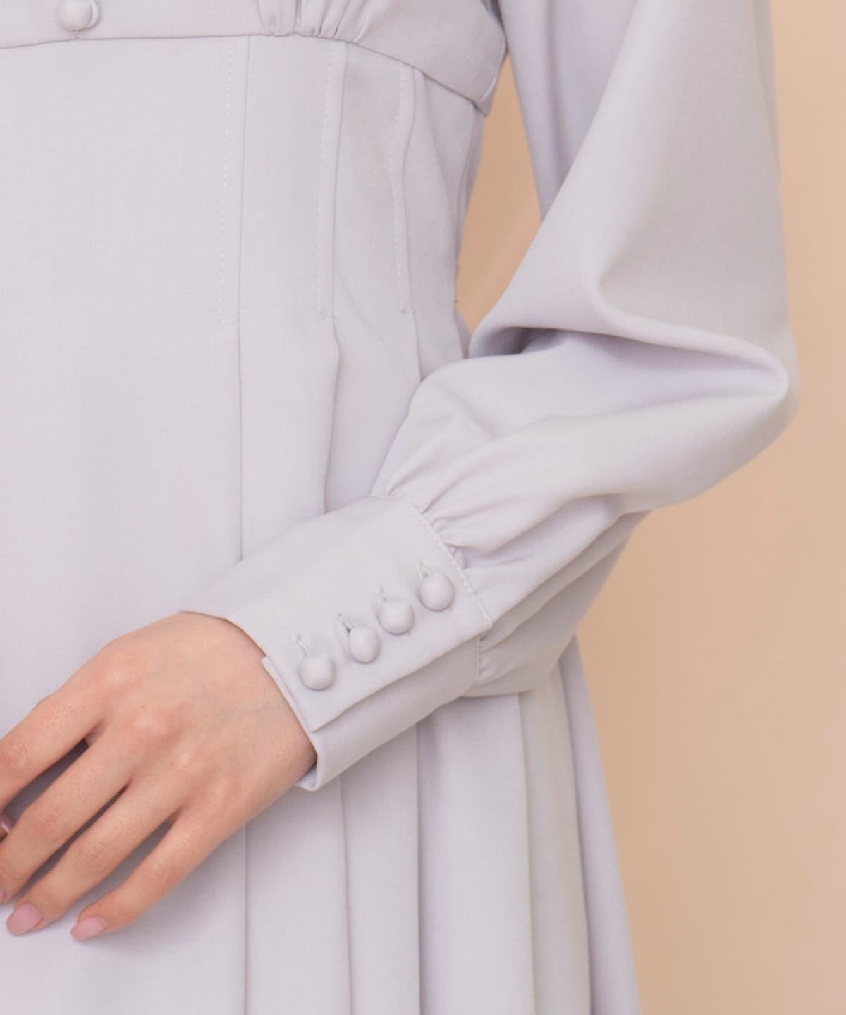 ショルダーリボンタックフレアワンピース