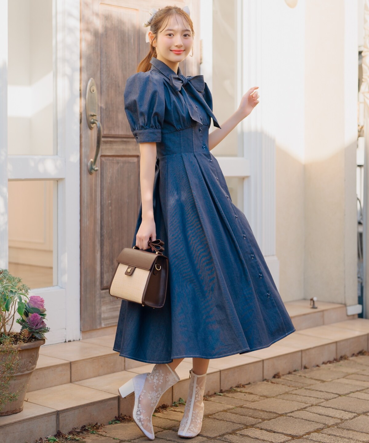 リボンタイコルセットシャツワンピース(F ホワイト): WILLSELECTION  