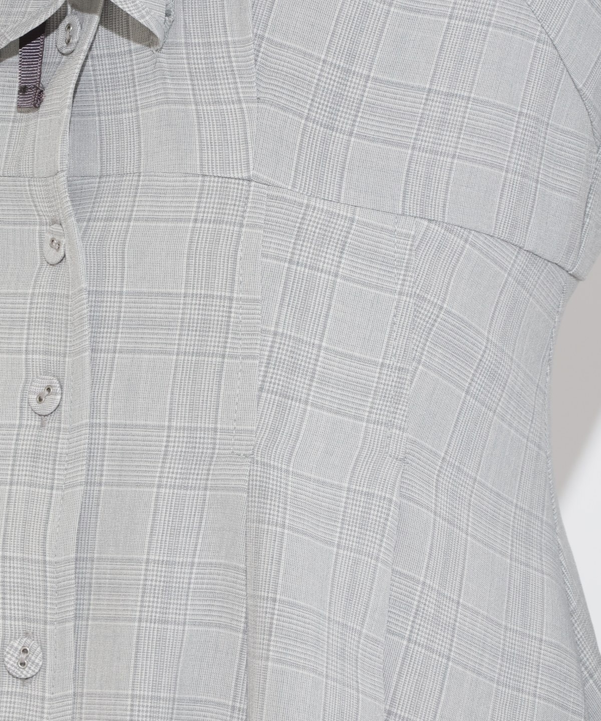 配色襟ダブルフリルシャツワンピース