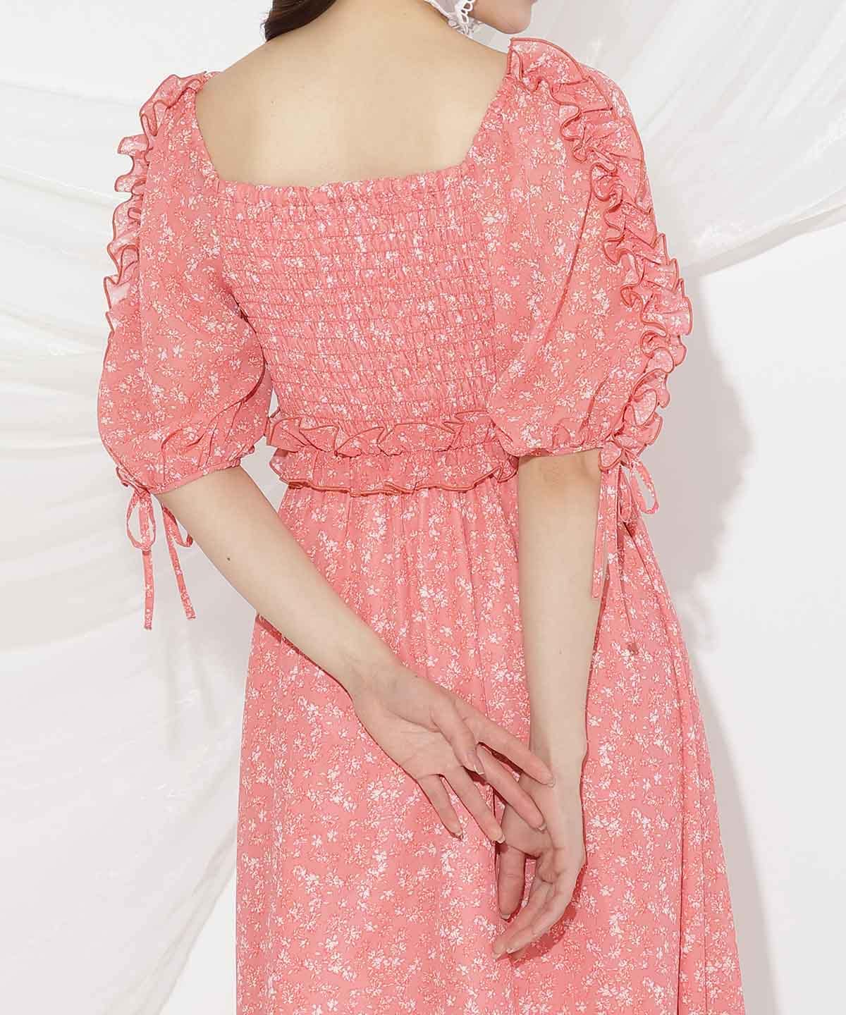 ミニフラワーシャーリングワンピース