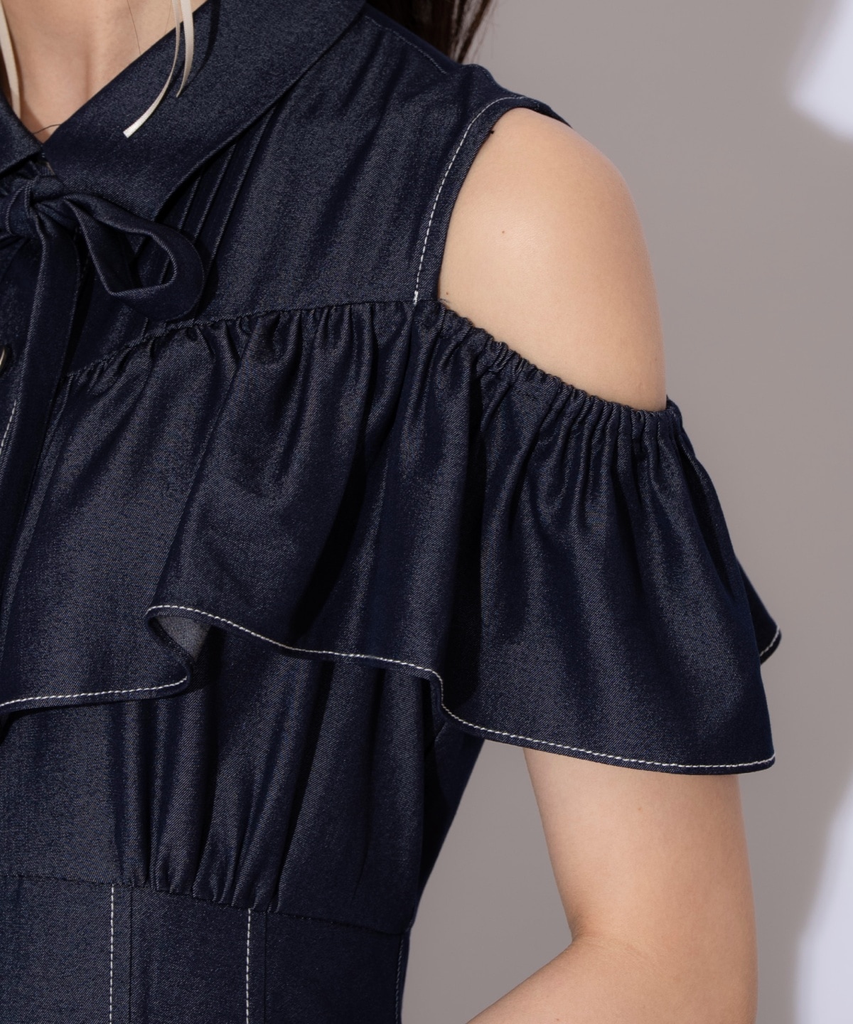 ２WAYスリーブストライプシャツワンピース