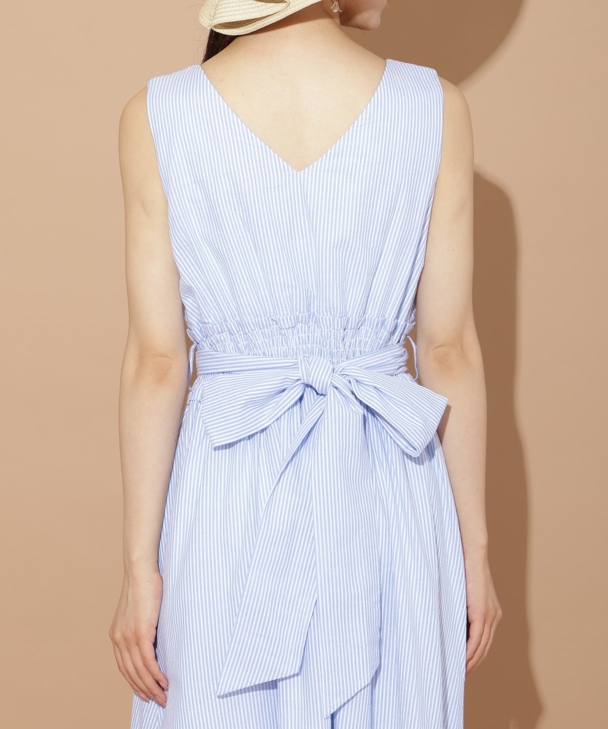 ウエストシャーリングストライプワンピース