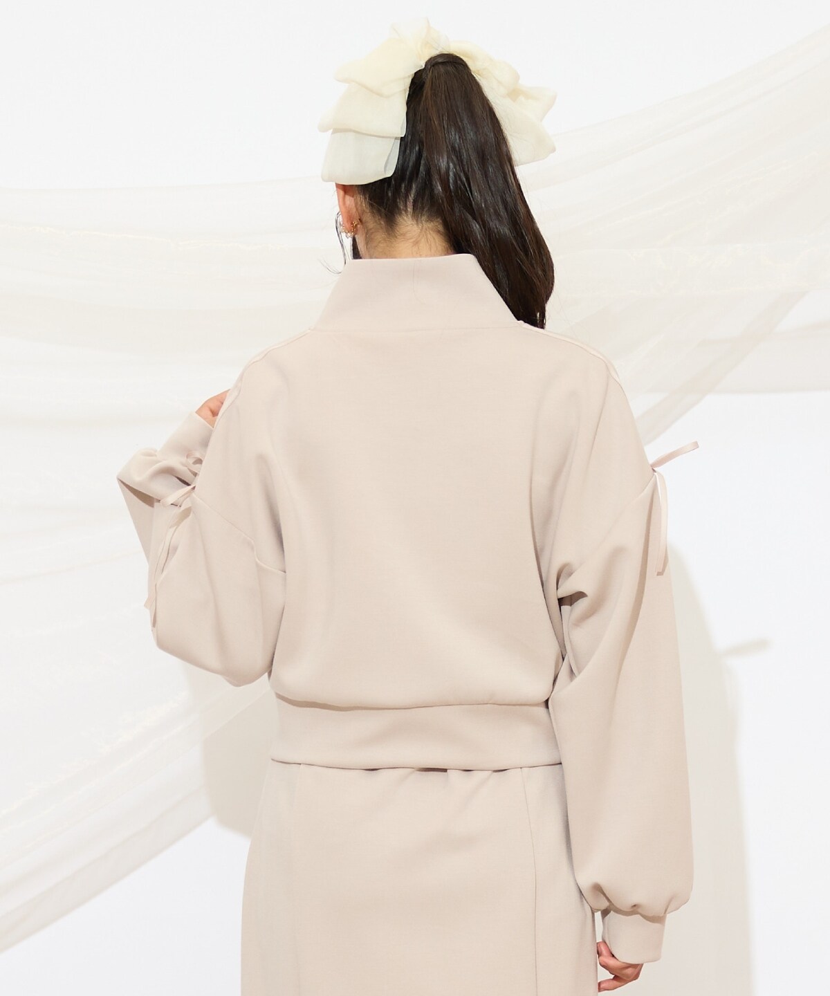 ロゴ刺繍リボントラックジャケット