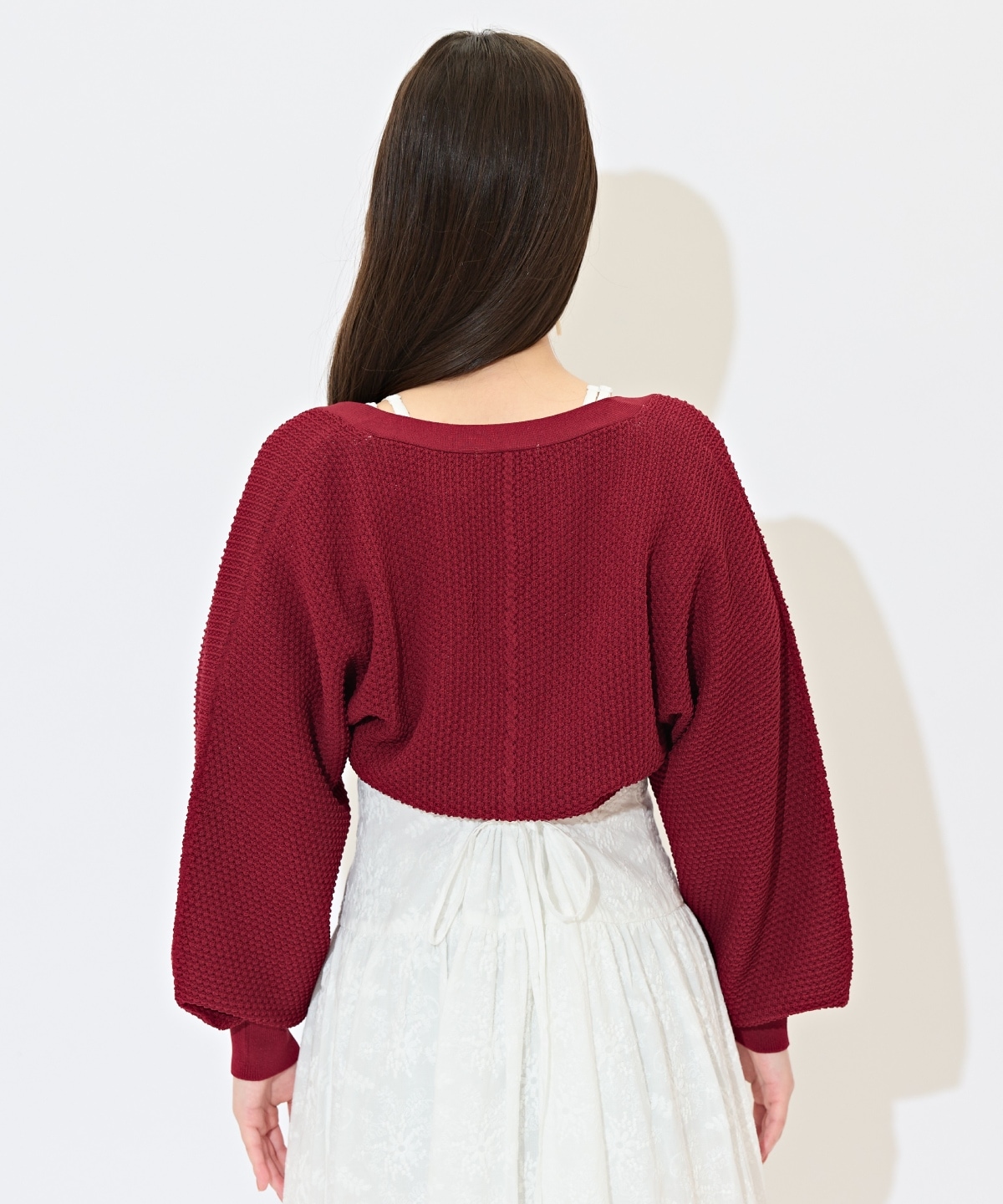 ショート丈柄編みボレロ