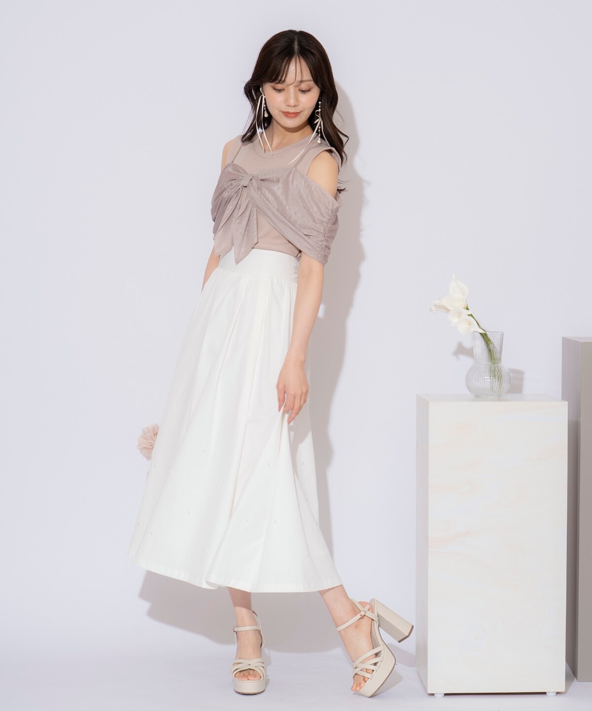 リボンレイヤードカットトップス