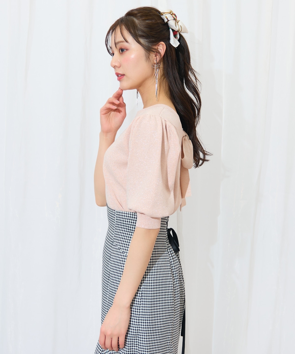 2WAYリボンラメニットプルオーバー