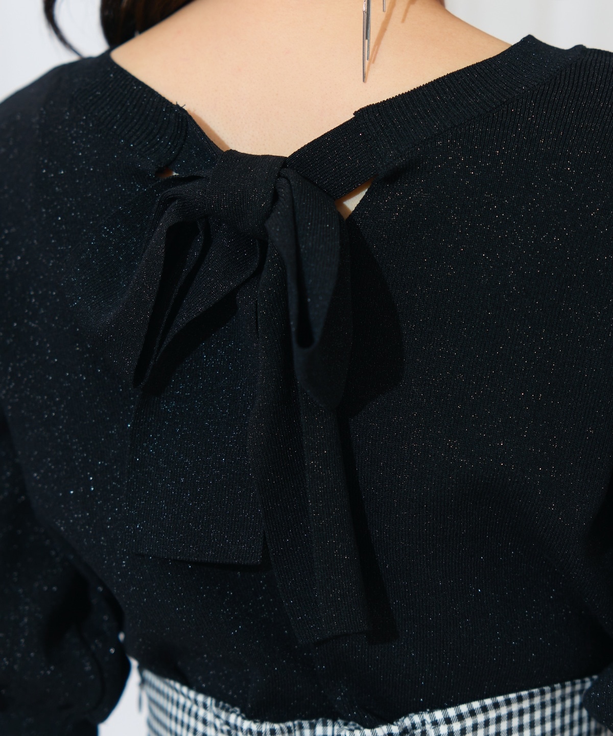 2WAYリボンラメニットプルオーバー