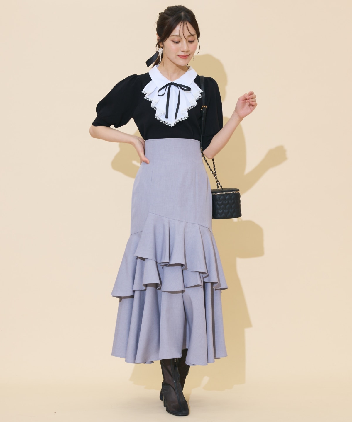 アシメレイヤードハイウエストスカート