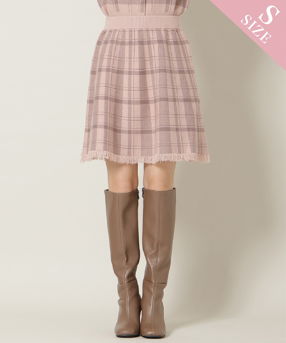 【新色追加】チェック柄ニットフレアスカート